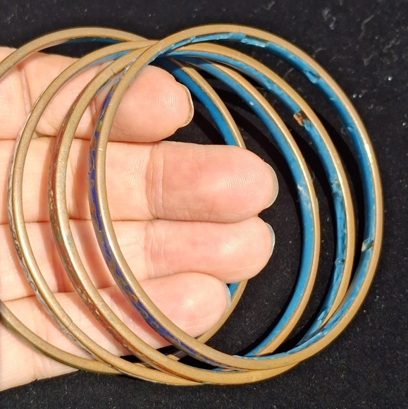 Vintage Floral Multicolor Enamel Bangle Set - Picture 2 of 4